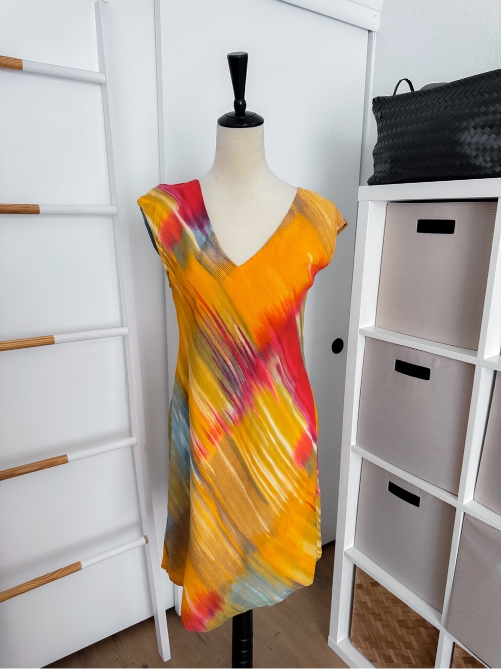 Jams World Hawaiian W309 Glacier Abstract Shirt Dress M Orange